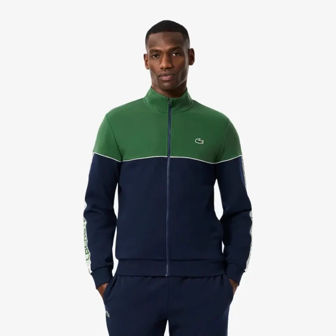 Herren-Tennis-Sweatshirt mit Reißverschluss und Farbblock-Design