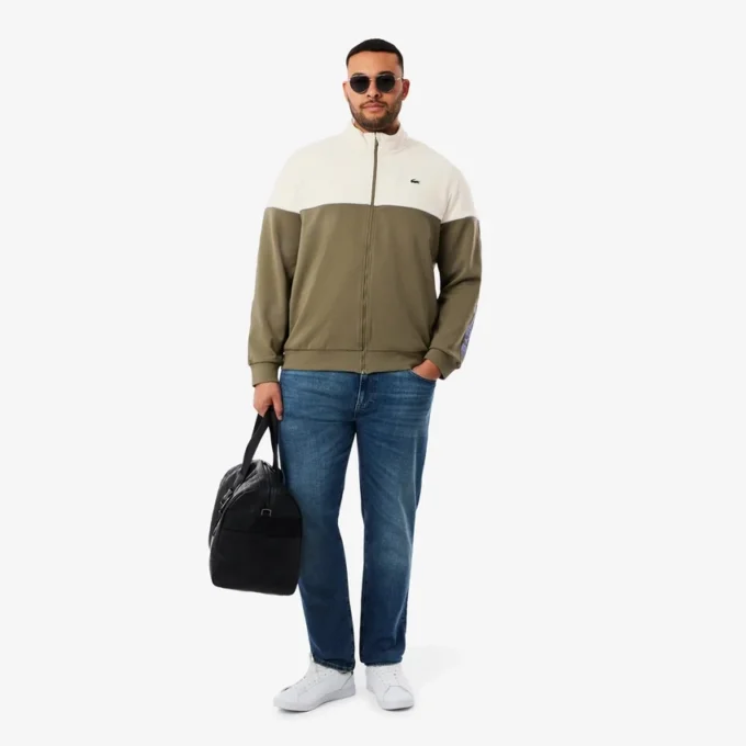 Herren-Tennis-Sweatshirt mit Reißverschluss und Farbblock-Design
