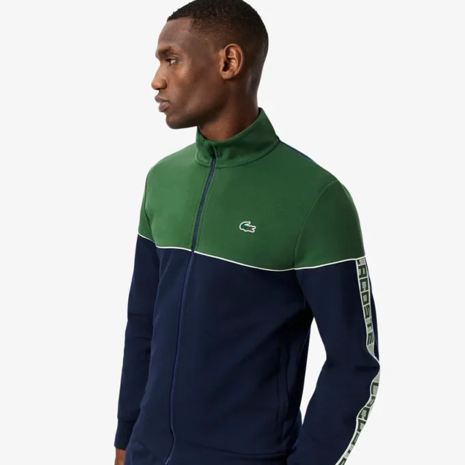 Herren-Tennis-Sweatshirt mit Reißverschluss und Farbblock-Design
