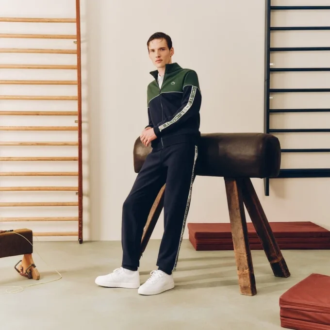 Herren-Tennis-Sweatshirt mit Reißverschluss und Farbblock-Design