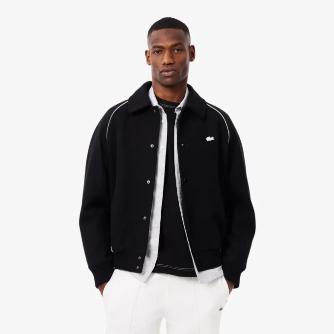 Herren-Varsity-Jacke aus Wolle mit Badge-Akzent