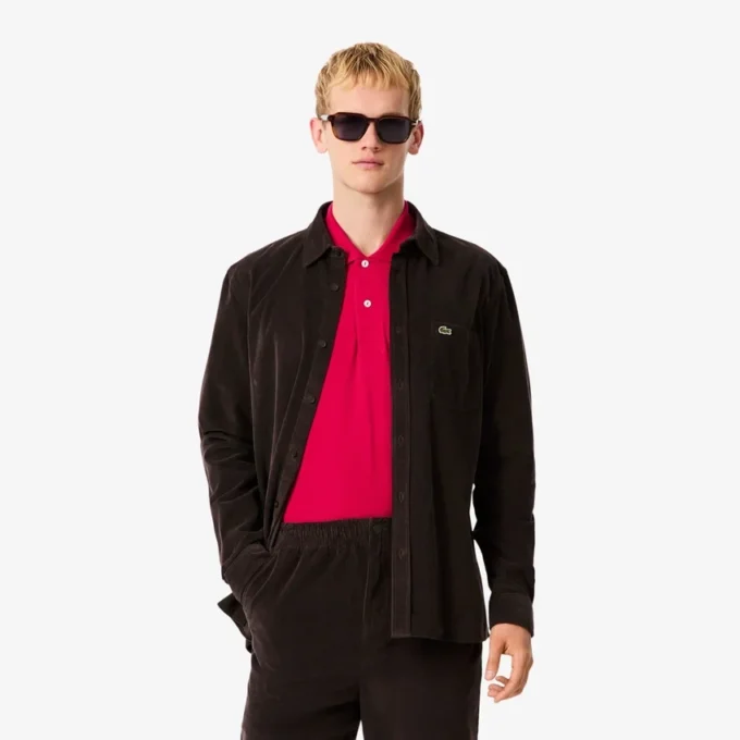 Herren-Velourshemd in Regular Fit