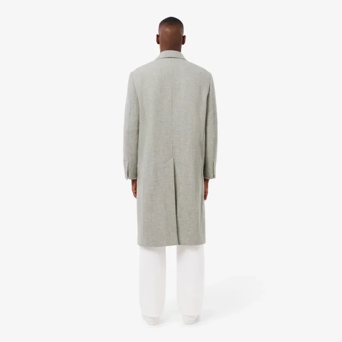 Herren-Wollmantel mit Chevron-Muster und doppelter Knopfleiste