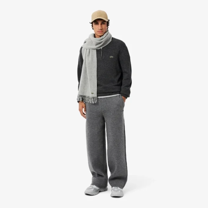 Herren-Wollpullover mit Reißverschluss und hohem Kragen