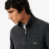 Herren-Wollpullover mit Reißverschluss und hohem Kragen