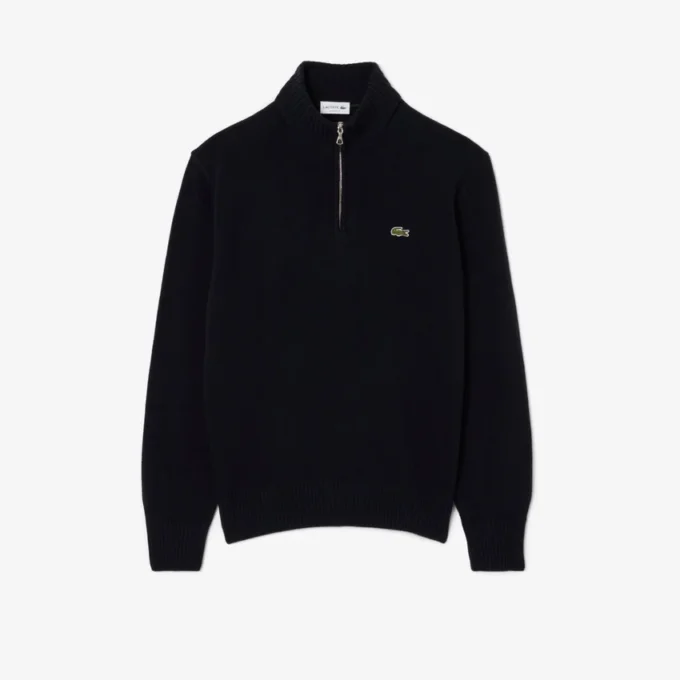 Herren-Wollpullover mit Reißverschluss und hohem Kragen