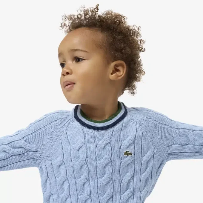 Jungen-Pullover aus Baumwolle und Wolle mit Rundhalsausschnitt
