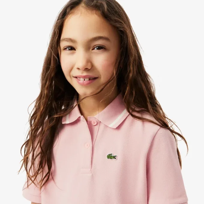 Kinder-Piqué-Poloshirt mit Falten am Rücken