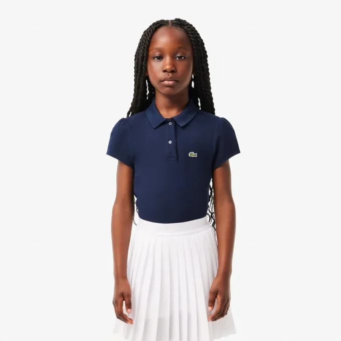 Kinder-Poloshirt mit gewelltem Kragen aus Mini-Piqué