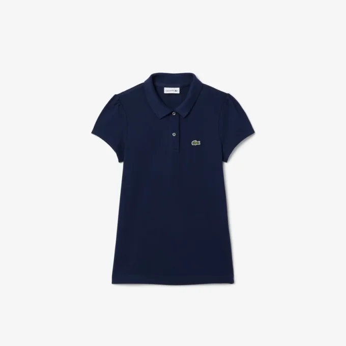 Kinder-Poloshirt mit gewelltem Kragen aus Mini-Piqué