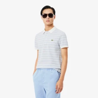 Klassisch geschnittenes gestreiftes Petit Piqué-Poloshirt