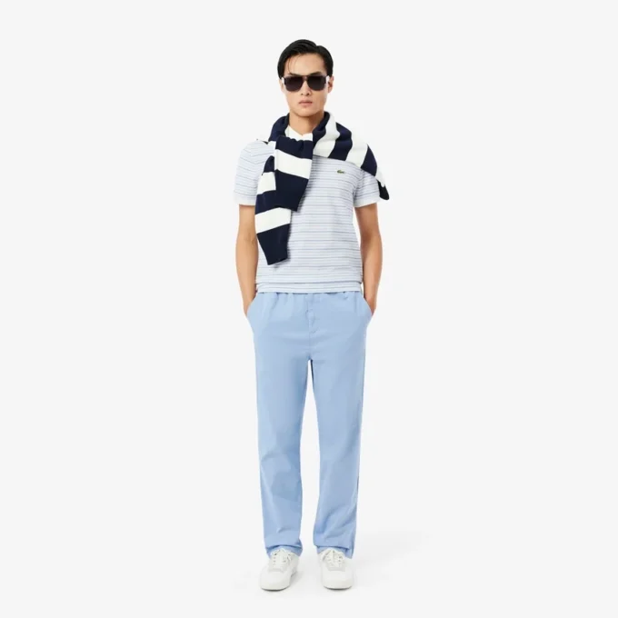 Klassisch geschnittenes gestreiftes Petit Piqué-Poloshirt