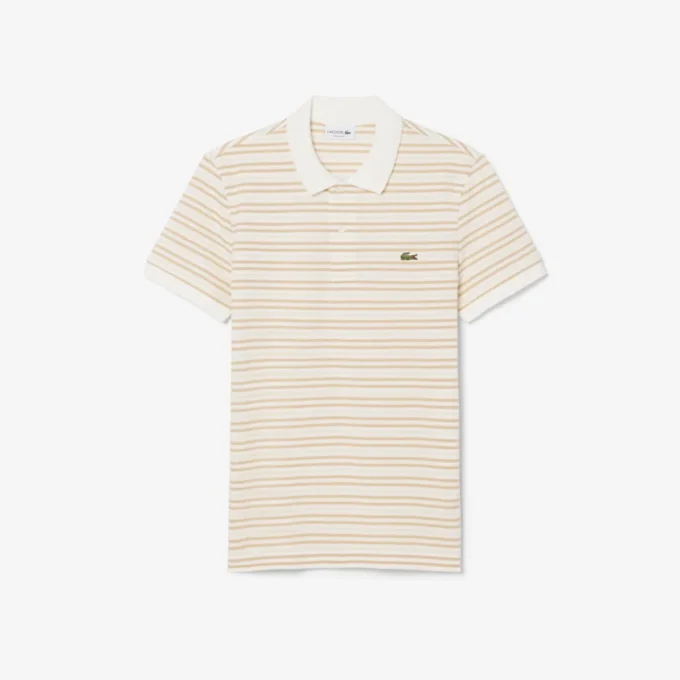 Klassisch geschnittenes gestreiftes Petit Piqué-Poloshirt