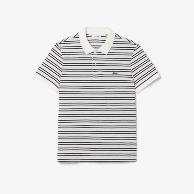 Klassisch geschnittenes gestreiftes Petit Piqué-Poloshirt