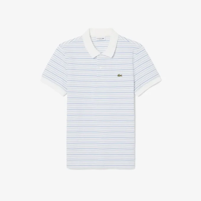 Klassisch geschnittenes gestreiftes Petit Piqué-Poloshirt