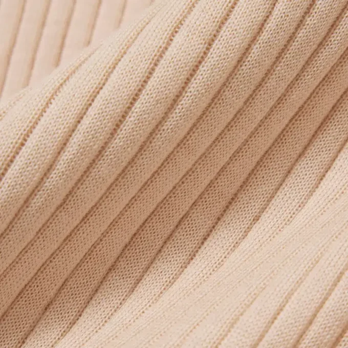 Kurzärmeliger Merinowoll-Rippstrickpullover für Damen