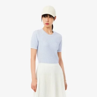 Kurzärmeliger Pullover mit Zopfmuster