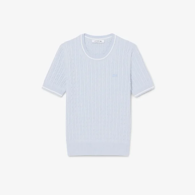 Kurzärmeliger Pullover mit Zopfmuster