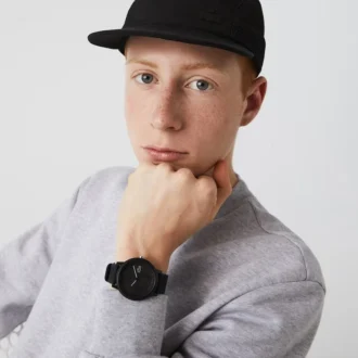 Lacoste.12.12 Uhr mit schwarzem Silikonarmband