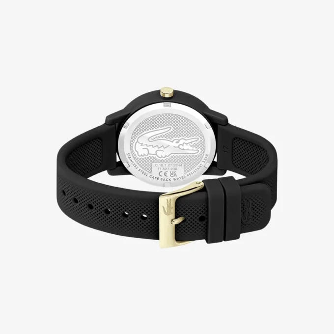 Lacoste.12.12 Uhr mit schwarzem Silikonarmband