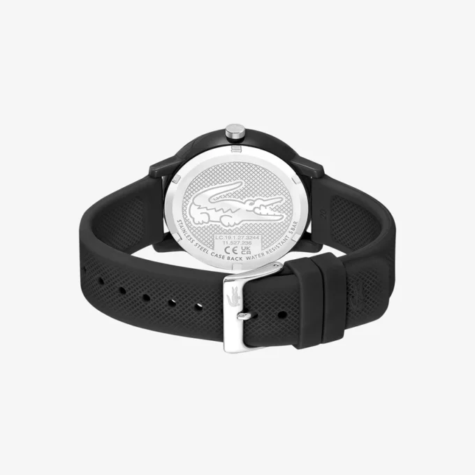Lacoste.12.12 Uhr mit schwarzem Silikonarmband