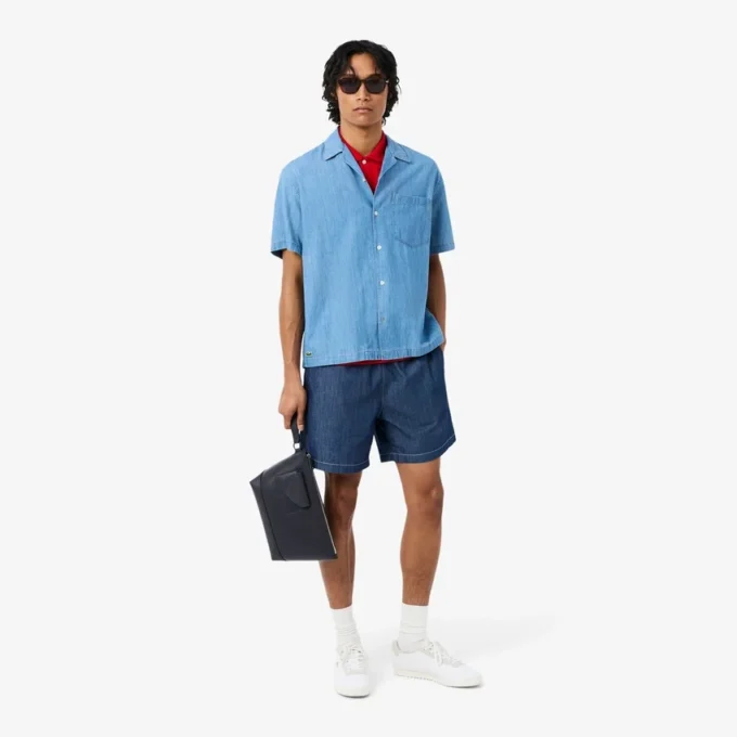 Lacoste Clutch aus genarbtem Leder