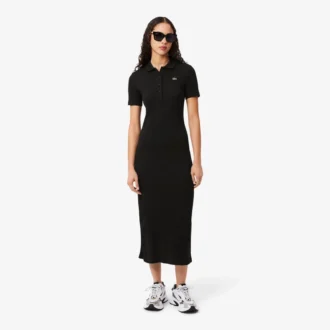 Langes Poloshirt aus gerippter Baumwolle für Damen