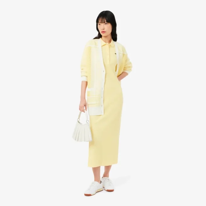 Langes Poloshirt aus gerippter Baumwolle für Damen