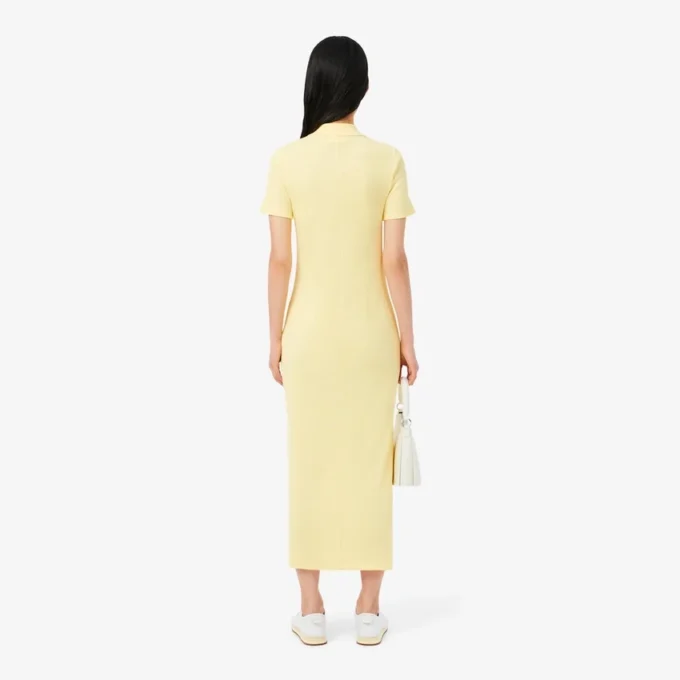 Langes Poloshirt aus gerippter Baumwolle für Damen