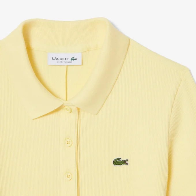 Langes Poloshirt aus gerippter Baumwolle für Damen