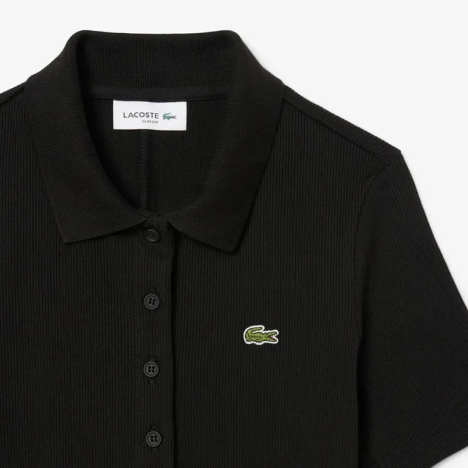 Langes Poloshirt aus gerippter Baumwolle für Damen
