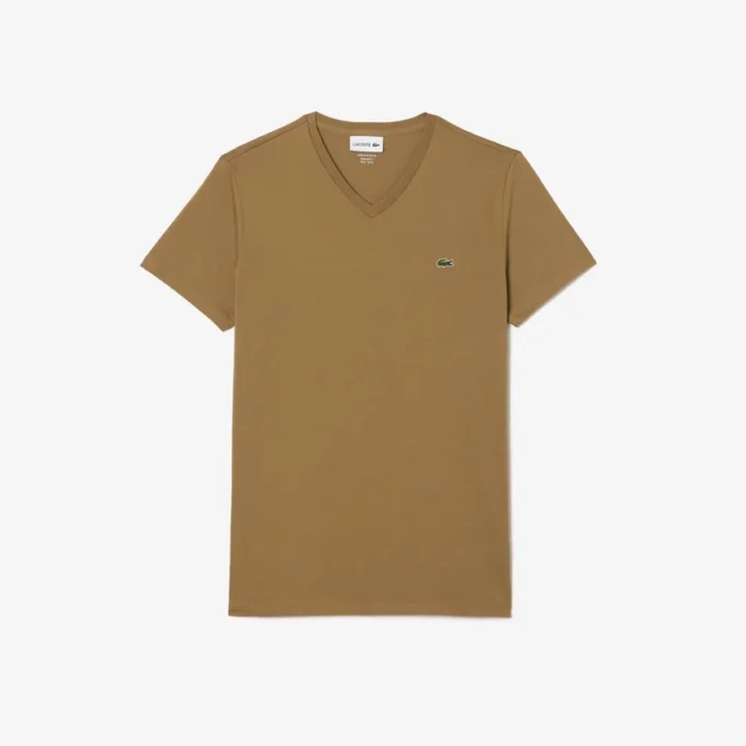 Leichtes Herren-T-Shirt aus Pima-Baumwolle mit V-Ausschnitt