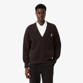 Locker sitzender Strickcardigan aus gerippter Baumwolle