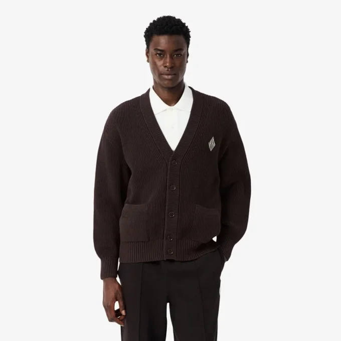 Locker sitzender Strickcardigan aus gerippter Baumwolle