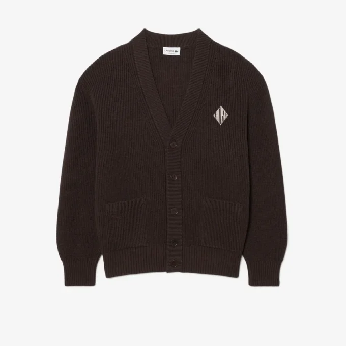 Locker sitzender Strickcardigan aus gerippter Baumwolle