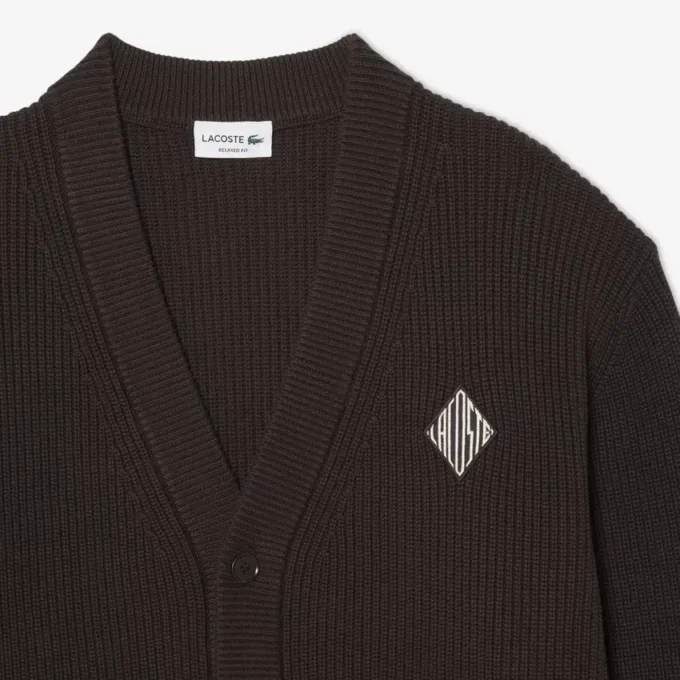 Locker sitzender Strickcardigan aus gerippter Baumwolle