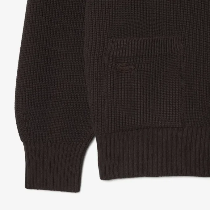 Locker sitzender Strickcardigan aus gerippter Baumwolle