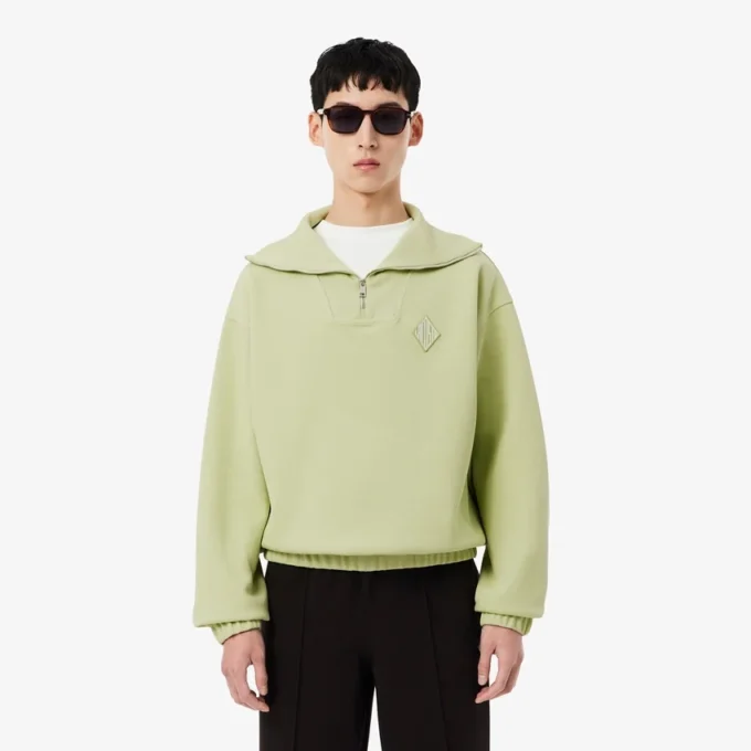 Locker sitzendes Sweatshirt mit Reißverschluss und Piqué-Stoff
