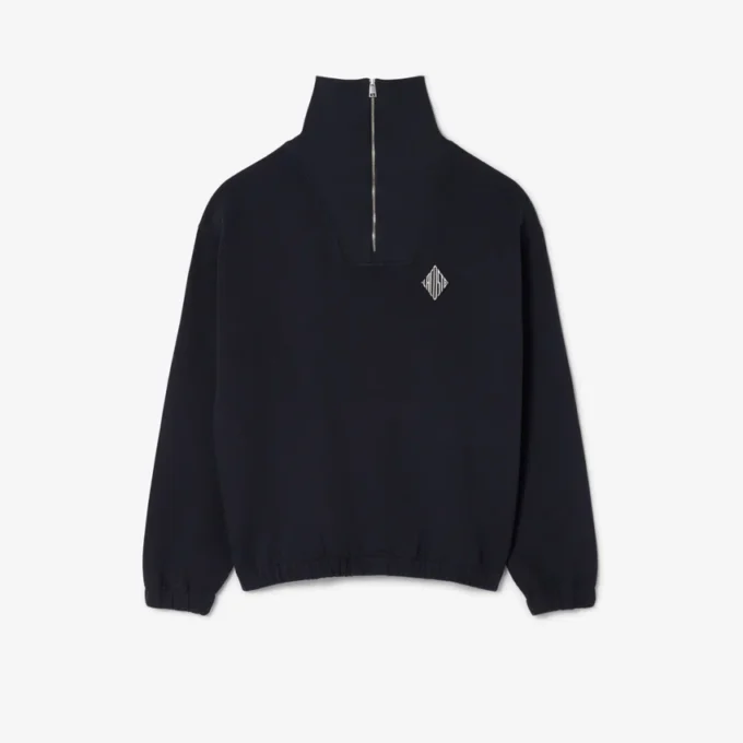 Locker sitzendes Sweatshirt mit Reißverschluss und Piqué-Stoff