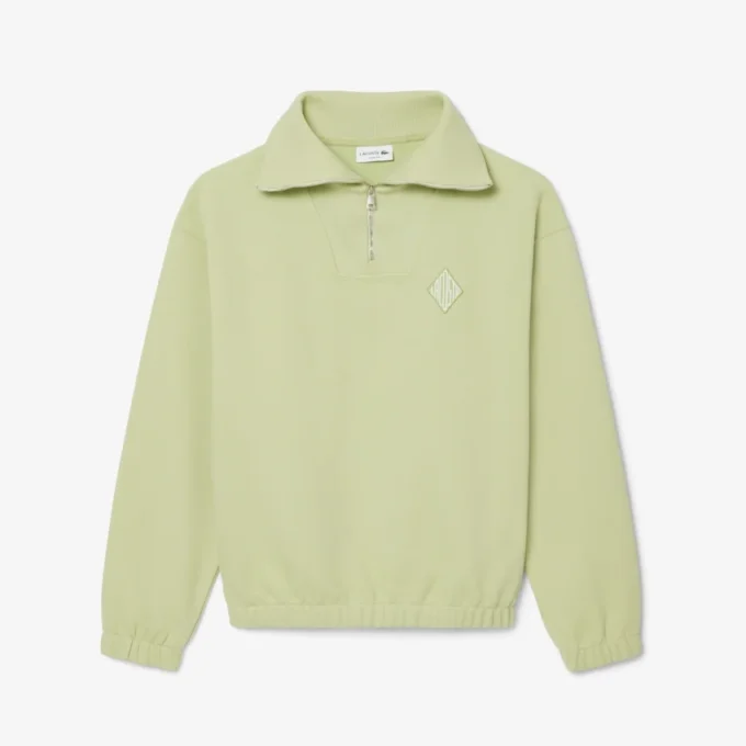 Locker sitzendes Sweatshirt mit Reißverschluss und Piqué-Stoff