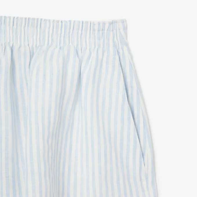 Lässige gestreifte Leinen-Shorts für Damen