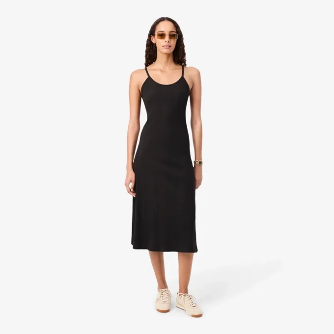 Maxikleid aus geripptem Baumwollstoff mit Trägern