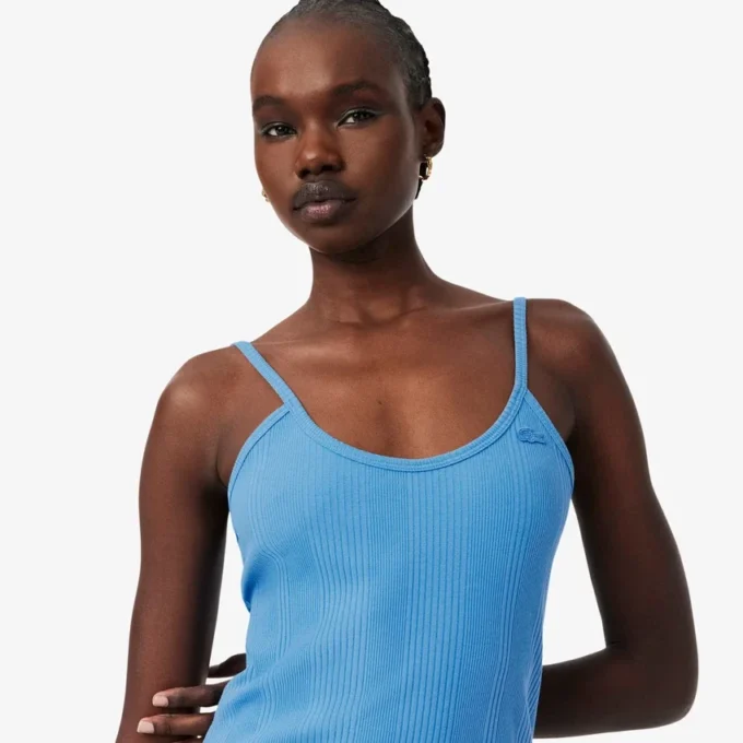 Maxikleid aus geripptem Baumwollstoff mit Trägern