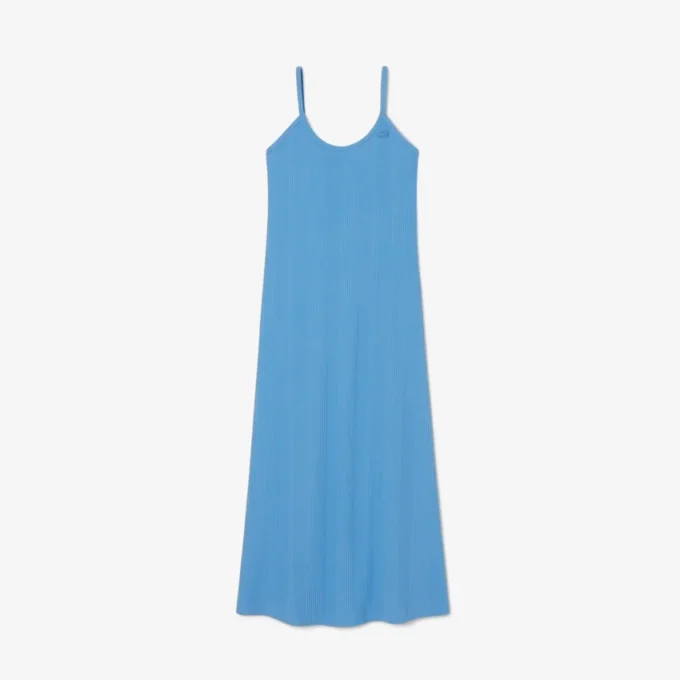 Maxikleid aus geripptem Baumwollstoff mit Trägern