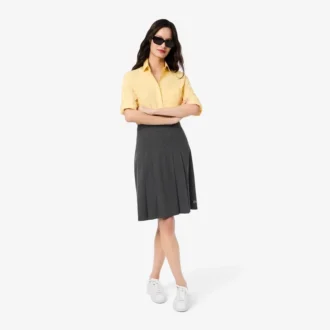 Midi-Rock aus plissiertem Flanell für Damen