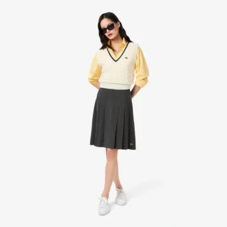 Midi-Rock aus plissiertem Flanell für Damen