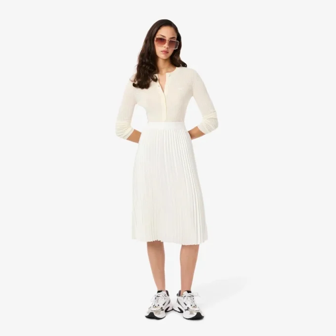 Midi-Rock aus plissiertem Satin für Damen