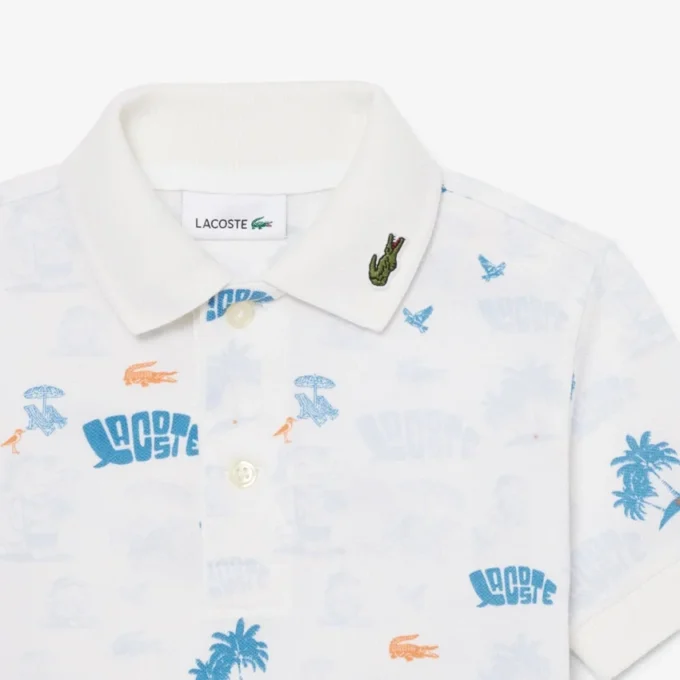 Mini-Poloshirt mit Piqué-Print