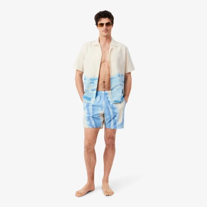 Mittellange gestreifte Retroshorts