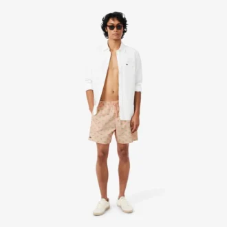 Mittellange Retroshorts mit Krokodil-Print